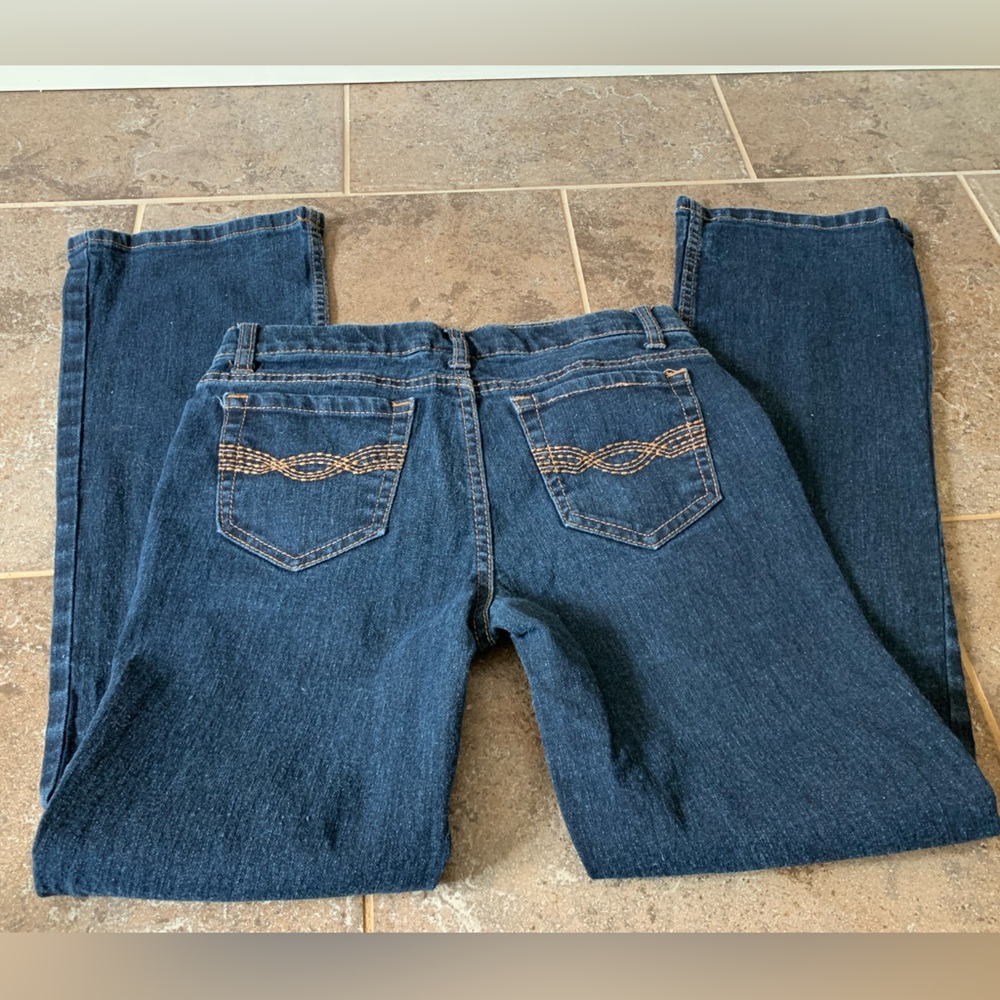 #28 GIRLS EUC BASIC EDITIONS BOOTCUT JEANS ADJ WAIST SIZE 12